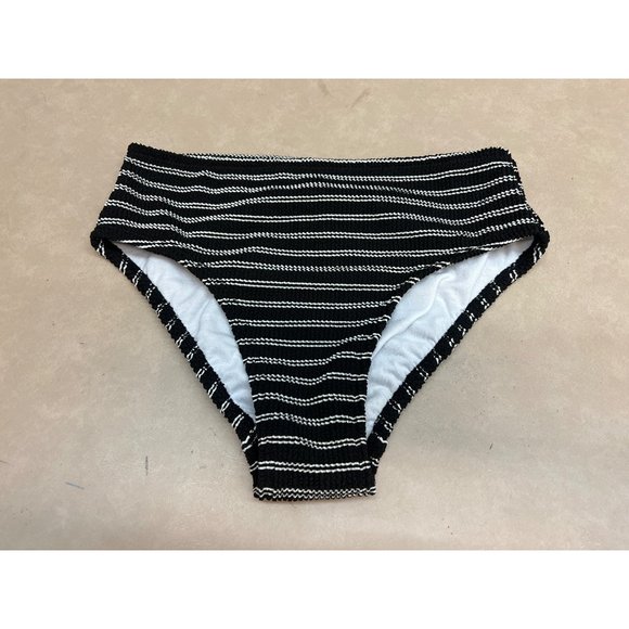 Women's Pucker Textured Mid-Rise Bikini Bottom - Kona Sol Black Small - Picture 4 of 7